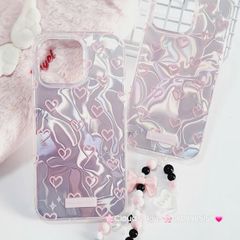 Case Ốp điện thoại iPhone Tim Hồng Ánh Bạc Hồng Hologram iPhone 12/13/14/15/Pro/Promax