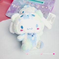 Gấu Bông Thỏ Cinnamoroll & Kuromi Cầu Vồng Đeo Nơ Đen Caro