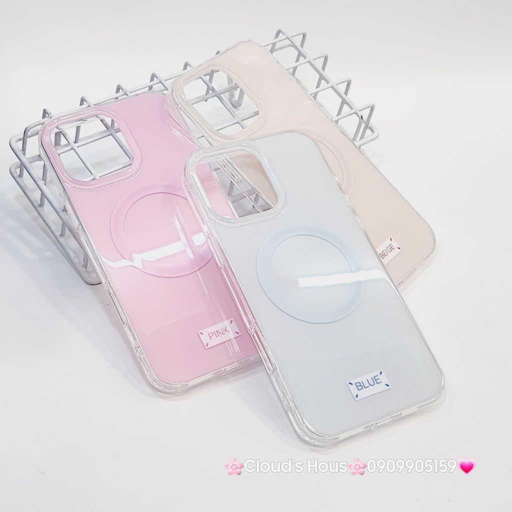 Case Ốp điện thoại iPhone Trong Crytal Magsafe Xanh Mint Pastel Case iPhone 12/13/14/15/16/Pro/Promax