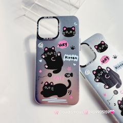 Case Ốp điện thoại iPhone Mèo Đen Kitten Nhám Hologram ánh bạc iPhone 11/12/13/14/15/Pro/Promax