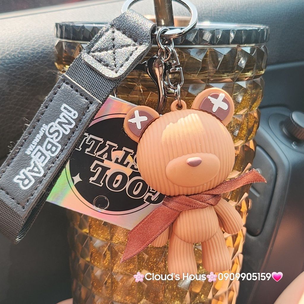 Móc Khóa Gấu Sọc Đeo Khăn InsBear