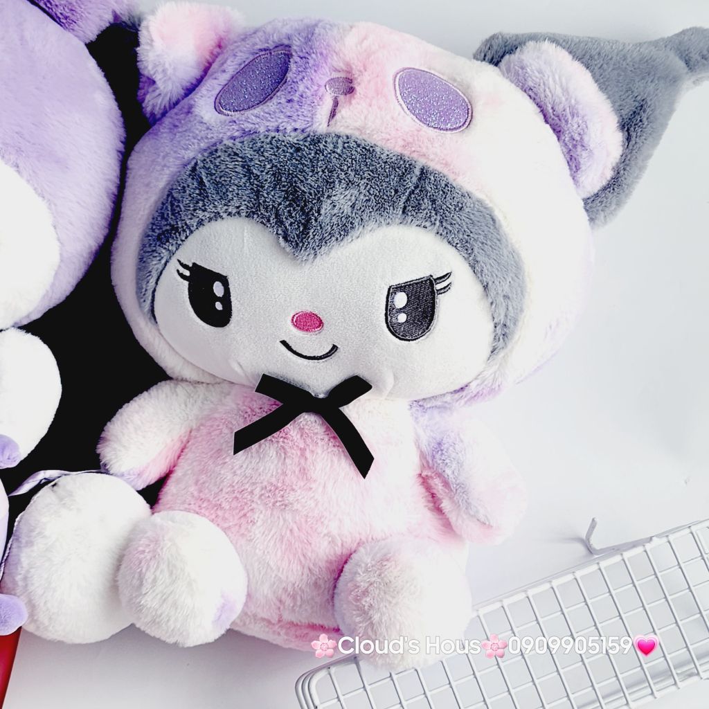 Gấu Bông My Melody & Kuromi Cầu Vồng Đeo Nơ Đen nhỏ