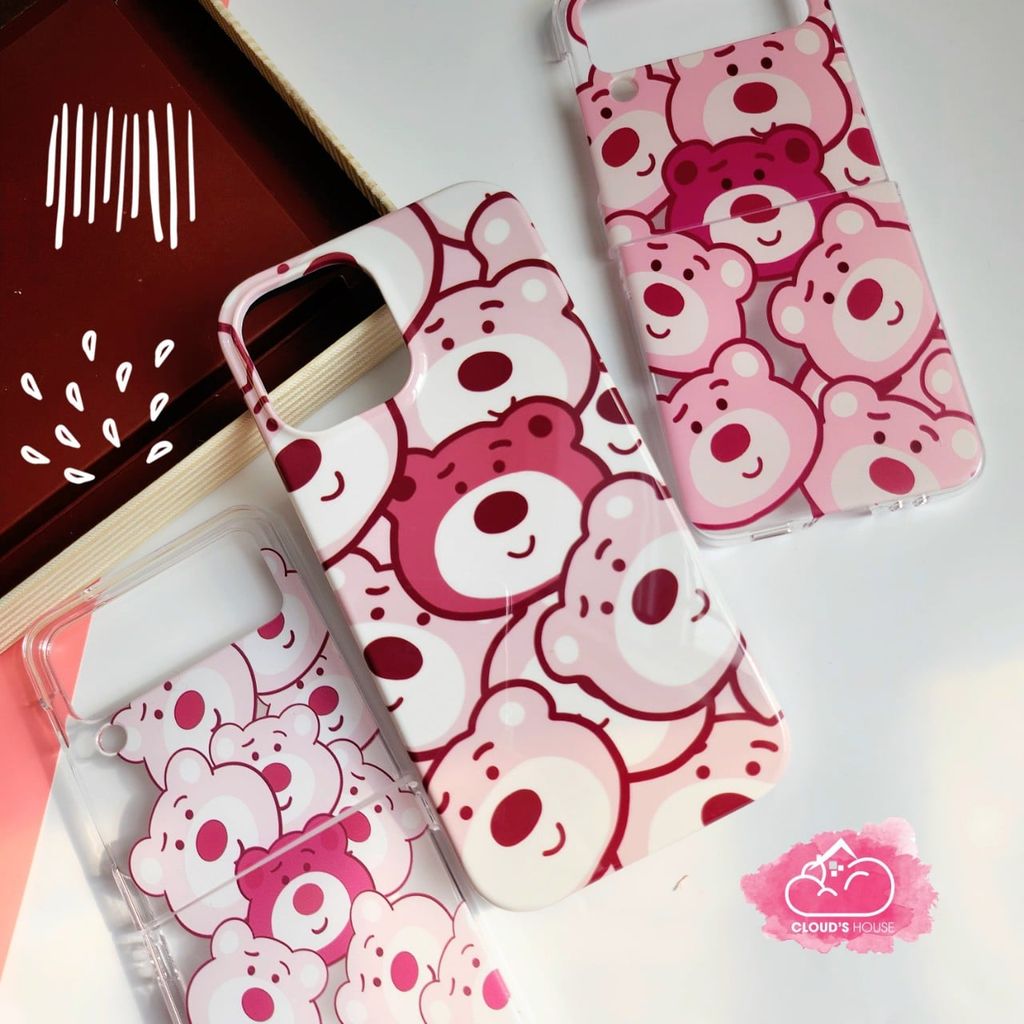 Case Ốp điện thoại iPhone Gấu dâu Lotso iPhone 11/12/13/14/Plus/Pro/Promax 2in1