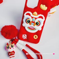 Case Ốp điện thoại iPhone Su dẻo Lân Đỏ kèm Popsocket iPhone 11/12/13/14/15/Pro/Promax - TẾT