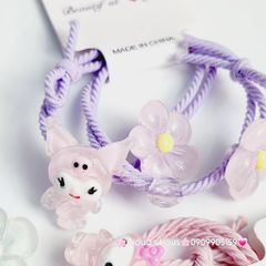 Đồ cột tóc dây thun Charm Hoạt hình và Hoa (cặp)