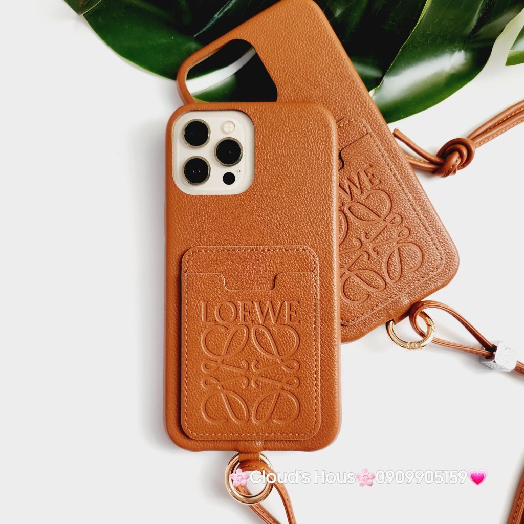 Case Ốp điện thoại iPhone Da LOEWE Đựng Card kèm dây đeo iPhone 11/12/13/14/Pro/Promax