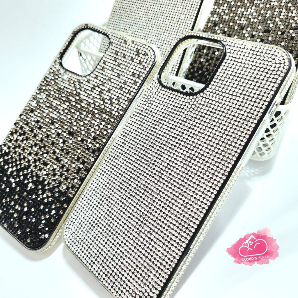 Case Ốp điện thoại iPhone Đính đá Trắng Bling bling sang chảnh iPhone 11/12/13/14/Pro/Promax