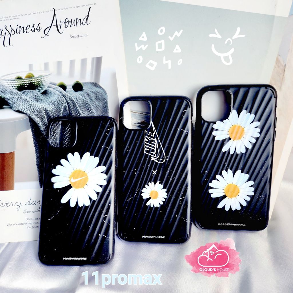 Case Ốp điện thoại Hoa Cúc Nhám Đen Có Vân Iphone 11promax