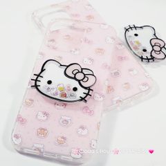 Case Ốp điện thoại iPhone Hello Kitty Nền Hồng PopSocket iPhone 12/13/14/15/16/Pro/Promax
