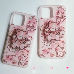 Case Ốp điện thoại iPhone Mèo Hồng May Mắn Kèm Popsocket Magsafe Nam Châm iPhone 11/12/13/14/15/Pro/Promax