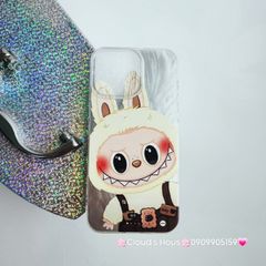 Case Ốp điện thoại iPhone Labubu Soy Mặc Yếm Ánh Lông Vũ Bạc Hologram iPhone 7+/8+/X/XSM/11/12/13/14/15/Plus/Pro/Promax