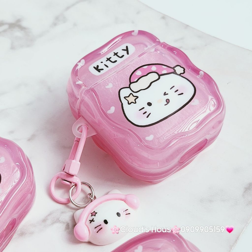 Cover Case Vỏ bảo vệ Airpod Mèo Kitty phao gợn sóng phao gợn sóng Airpod 1/2/3/Pro/Pro2