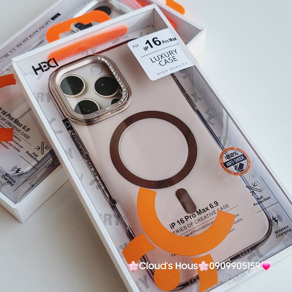 Case Ốp điện thoại iPhone HD CASE CHỐNG DỰNG LƯNG NHÁM CAMERA Magsafe Trong Chống Shock iPhone 16Promax(LUXURY CASE)