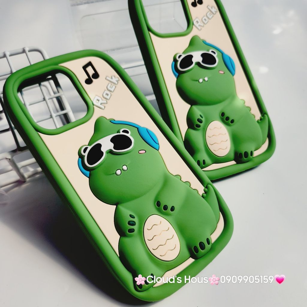 Case Ốp điện thoại iPhone Su dẻo Khủng Long Rock Kèm Dây đeo điện thoại iPhone 11/12/13/14/Pro/Promax