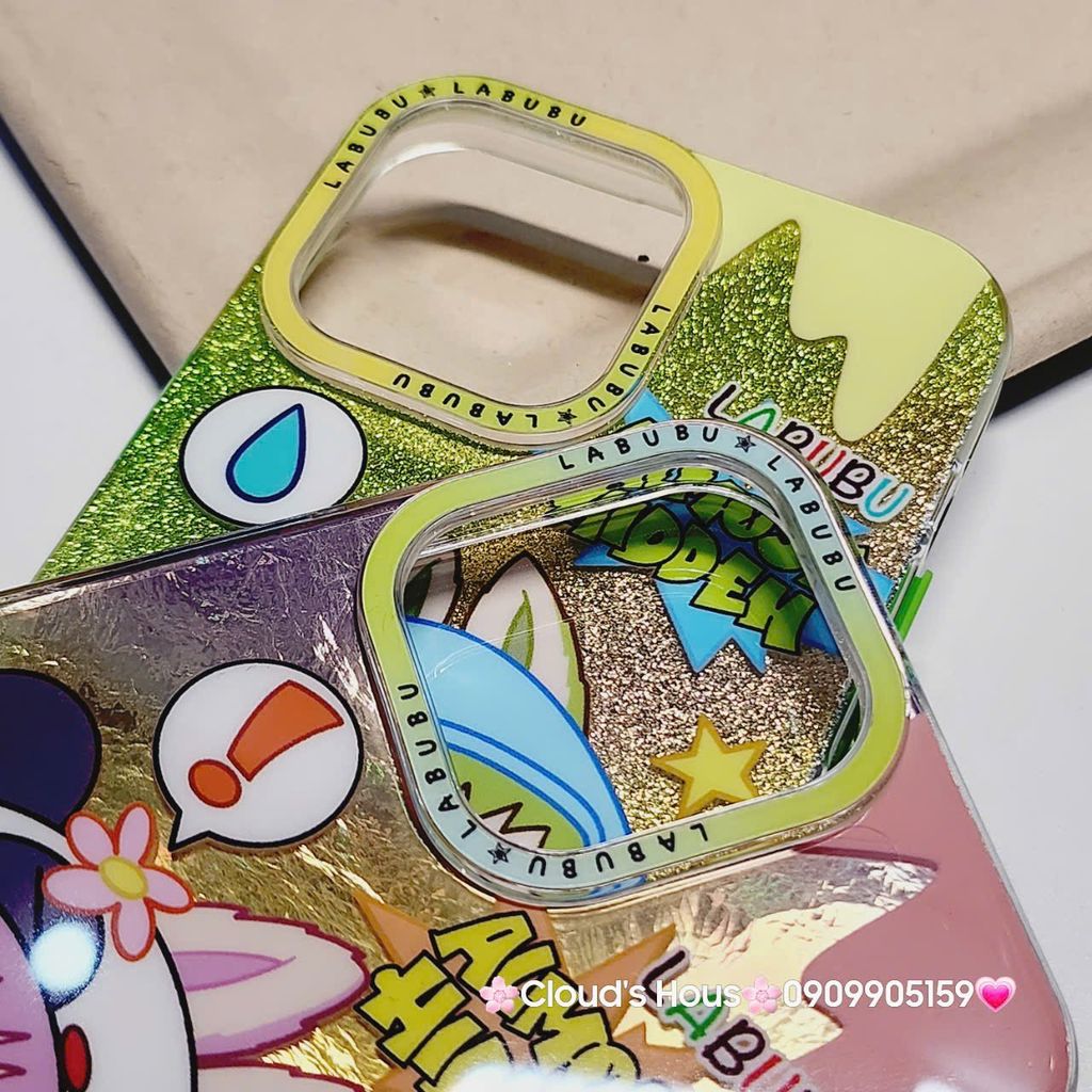 Case Ốp điện thoại iPhone Likgus Labubu Xanh lá Bling Hologram iPhone 12/13/14/15/Pro/Promax
