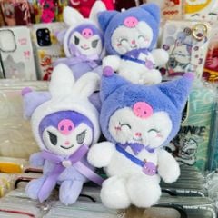 Móc Khóa Gấu Bông Kuromi Tím Trắng