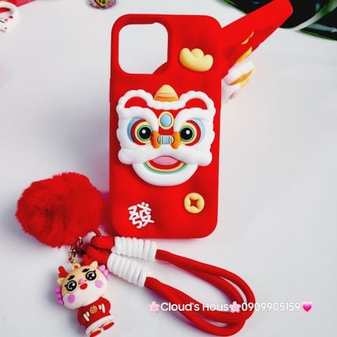 Case Ốp điện thoại iPhone Su dẻo Lân Đỏ kèm Popsocket iPhone 11/12/13/14/15/Pro/Promax - TẾT