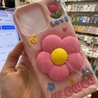 Case Ốp điện thoại iPhone Hoa kèm Popsocket Su dẻo 3D Nổi iPhone 11/12/13/14/15/Plus/Pro/Promax