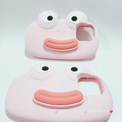 Case Ốp điện thoại iPhone Su dẻo Ếch Môi Dày 3D Nổi Xanh & Hồng iPhone 11/12/13/14/15/Pro/Promax
