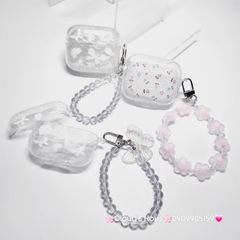 Cover Case Vỏ bảo vệ Airpod Trong Bling Bling Bướm & Hoa Nhí kèm móc khóa Airpod 1/2/3/Pro/Pro2