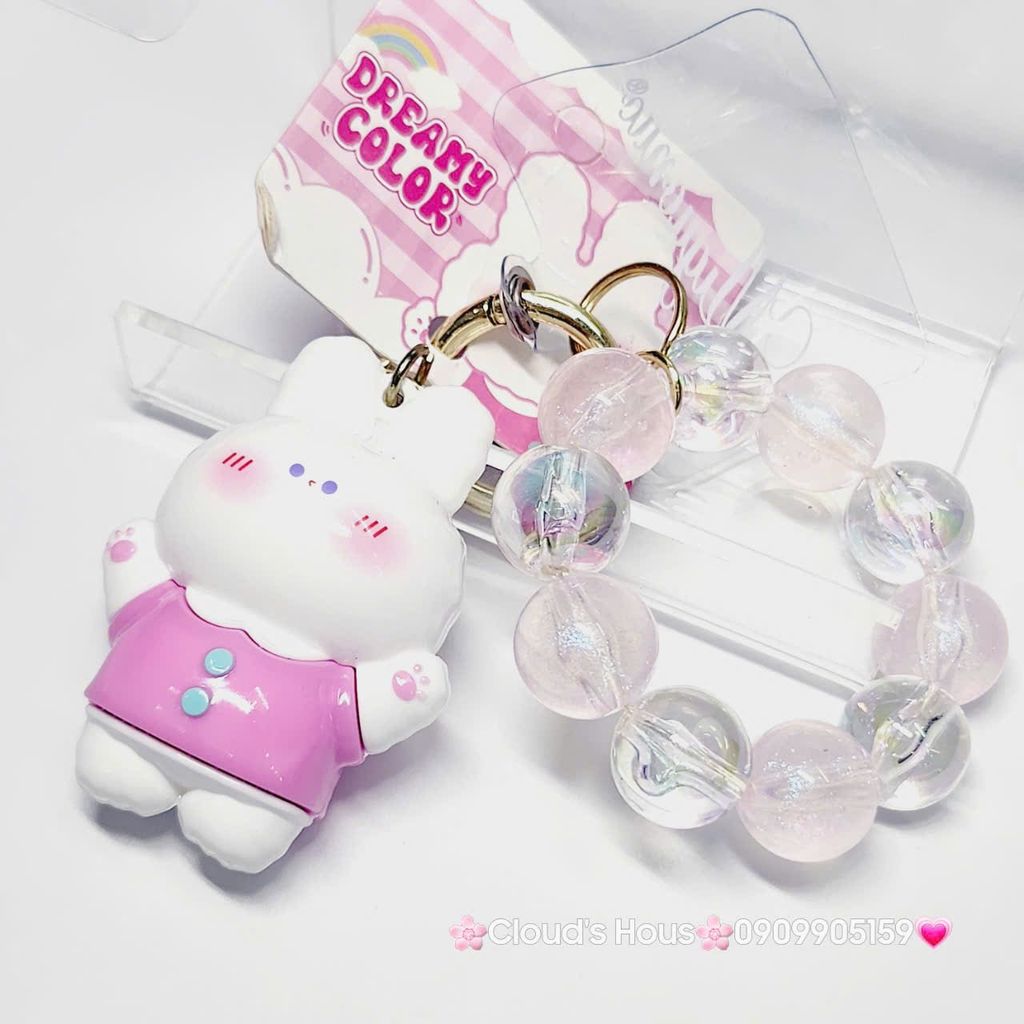 Móc Khóa đeo tay hoạt hình kute Thỏ Trắng Mặc Áo