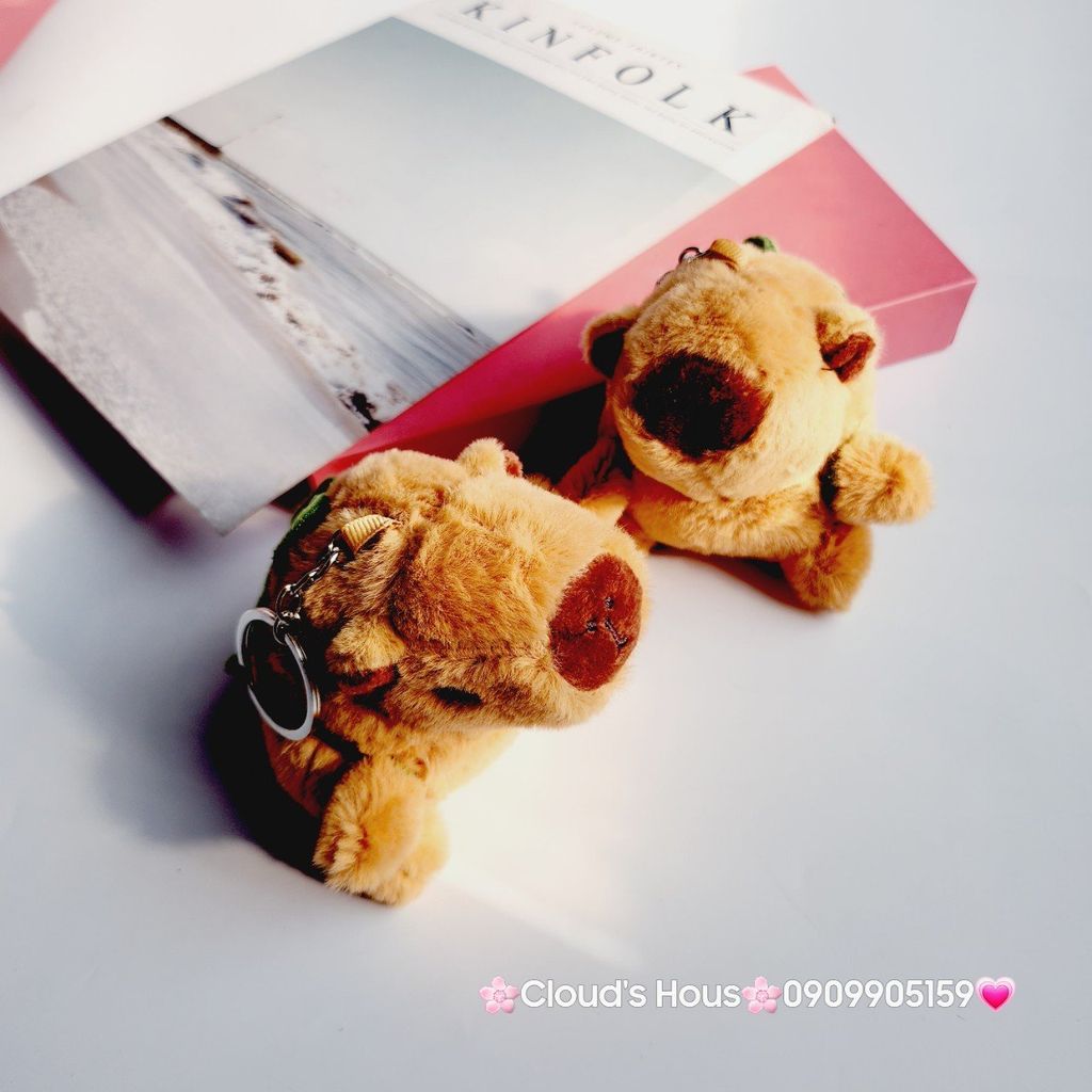 Móc Khóa Gấu Bông Chuột Capybara Đeo Balo Rùa