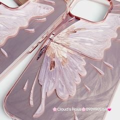 Case Ốp điện thoại iPhone Con Bướm Butterfly Hologram Nền Hồng iPhone 11/12/13/14/15/Pro/Promax