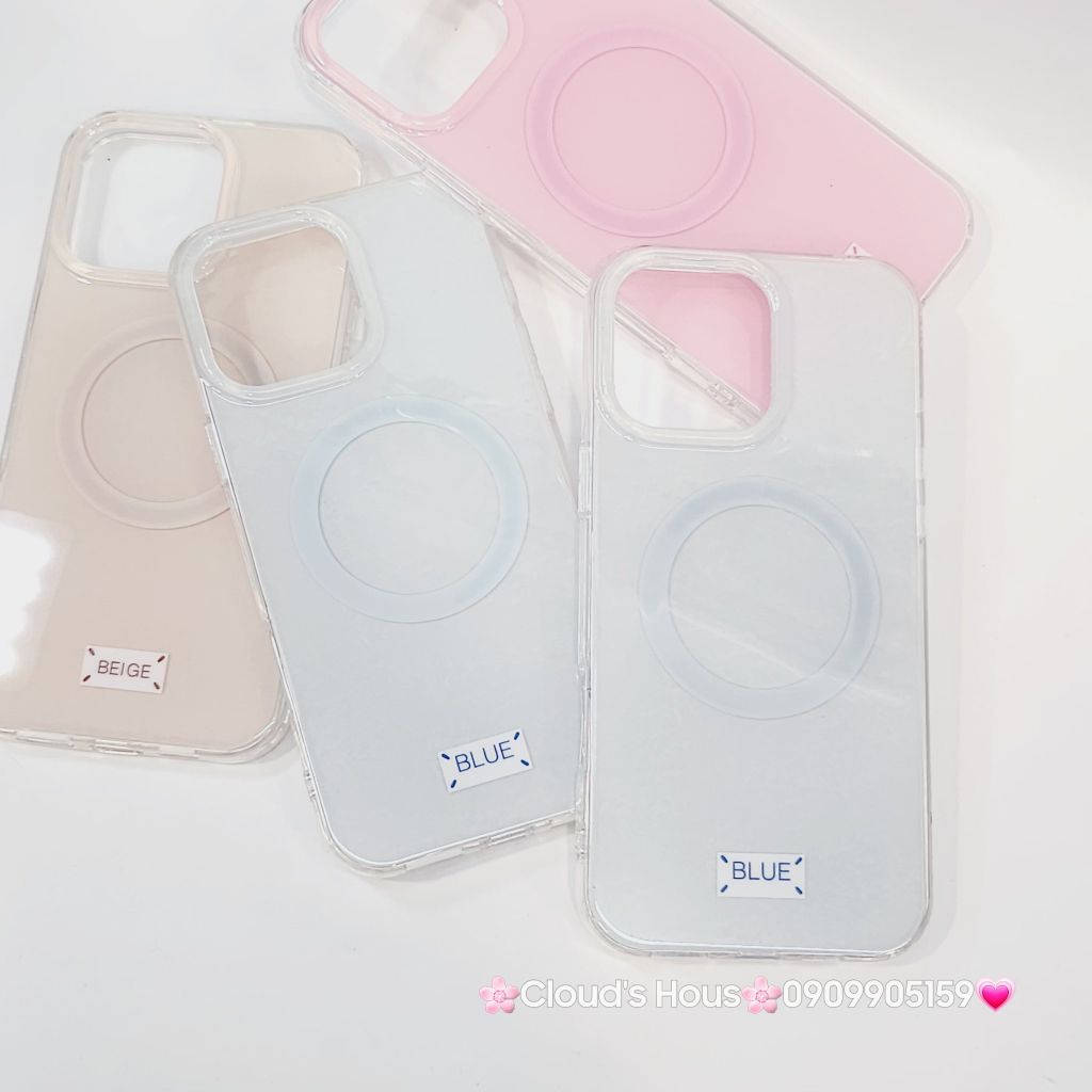 Case Ốp điện thoại iPhone Trong Crytal Magsafe Xanh Mint Pastel Case iPhone 12/13/14/15/16/Pro/Promax