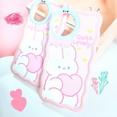 Case Ốp điện thoại iPhone thỏ cute Nhám da tai thỏ gợn sóng cam tròn iPhone 11/11promax/12pro/12promax/13/13pro/13promax/14/14pro/14promax