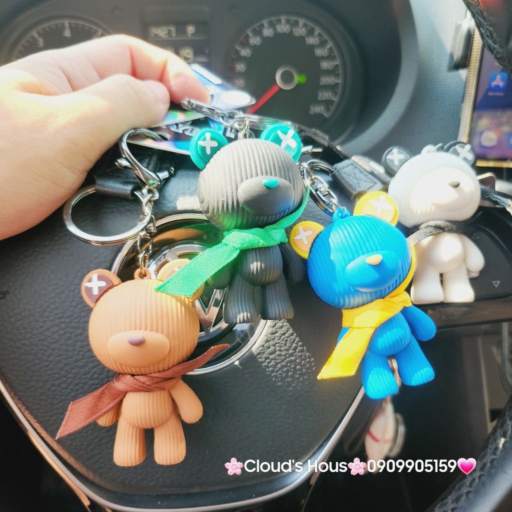 Móc Khóa Gấu Sọc Đeo Khăn InsBear