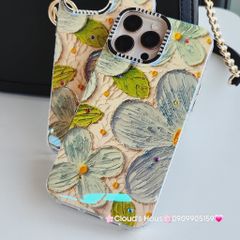 Case Ốp điện thoại iPhone Hoa Xanh To Hologram Nền Vàng iPhone 12/13/14/15/16Pro/Promax