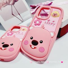 Case Ốp điện thoại iPhone Su dẻo Loopy Nền Hồng Viền Gợn Sóng iPhone 11/12/13/14/15/Pro/Promax