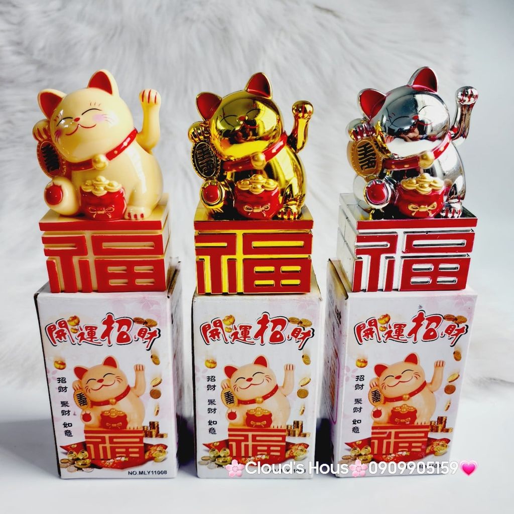MÈO THẦN TÀI Đế Chữ Tàu - Mèo May Mắn - TẾT Size Nhỏ