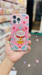 Case Ốp điện thoại iPhone MÈO MAY MẮN ẩn kim tuyến Hồng iPhone 11/12/13/14/15/16/Pro/Promax TẾT