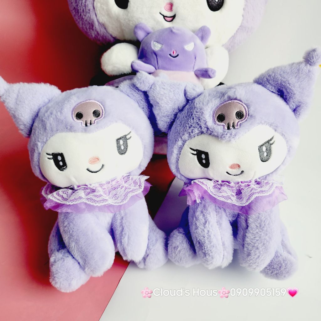 Gấu Bông Kuromi Đeo Yếm Ren