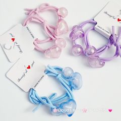 Đồ cột tóc dây thun Charm trái tim (cặp)