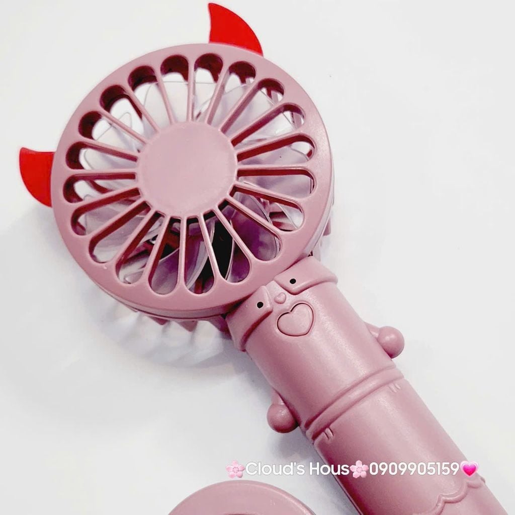Mini Fan - Quạt Cầm Tay - Để Bàn Có Sừng Đỏ