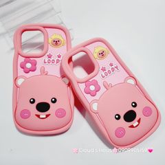Case Ốp điện thoại iPhone Su dẻo Loopy Nền Hồng Viền Gợn Sóng iPhone 11/12/13/14/15/Pro/Promax