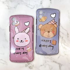 Case Ốp điện thoại iPhone GẤU & THỎ Bóng trơn Form tròn Nút nổi iPhone 7/8/X/Xs/11/12/Plus/Max/Pro/Promax