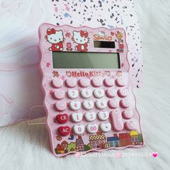 Máy tính hoạt hình Hello Kitty Vuông Viền Gợn Sóng siêu dễ thương KT-800