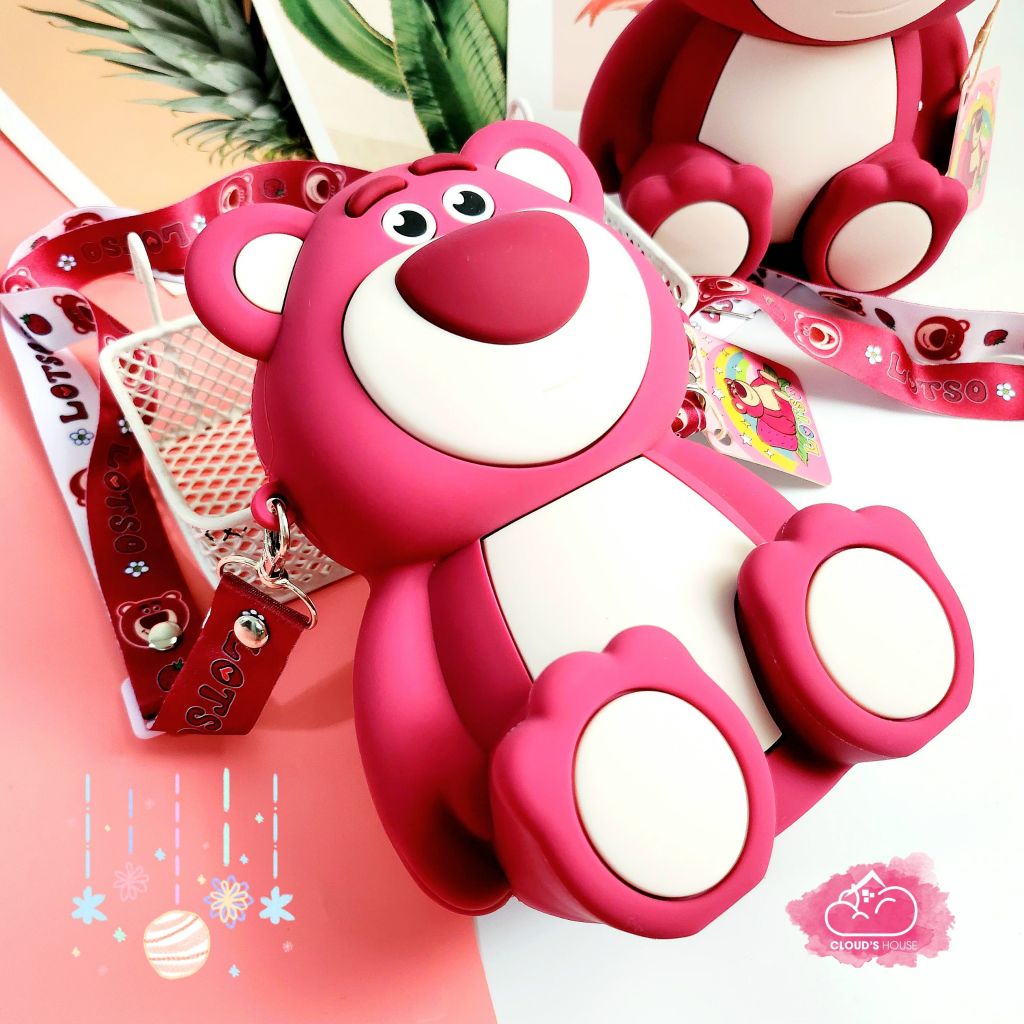 TÚI ĐEO CHÉO SILICONE GẤU DÂU LOTSO Màu đậm Chính Hãng Disney