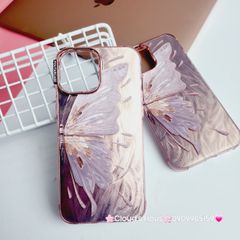 Case Ốp điện thoại iPhone Con Bướm Butterfly Hologram Nền Hồng iPhone 11/12/13/14/15/Pro/Promax