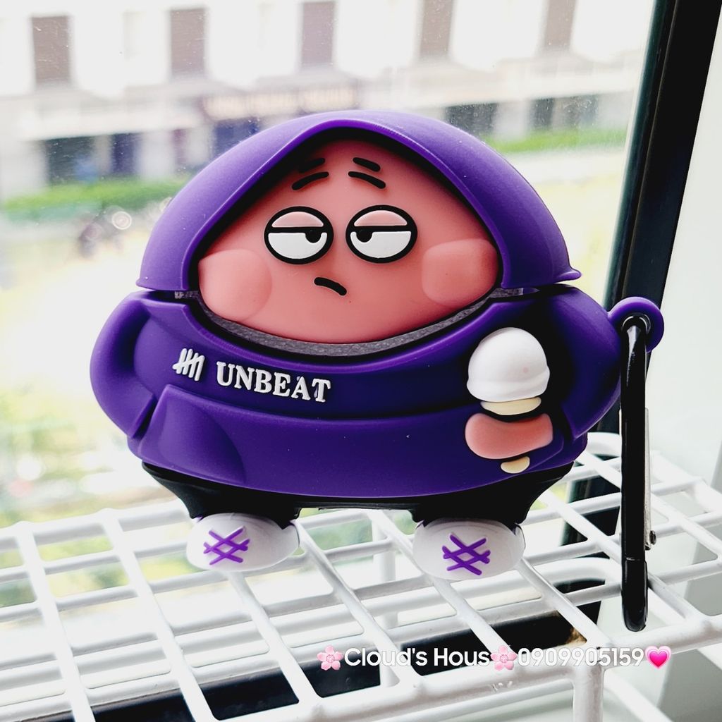 Cover Case Vỏ bảo vệ Airpod Su dẻo Bé Mập áo Tím Airpod 1/2/3/Pro/Pro2