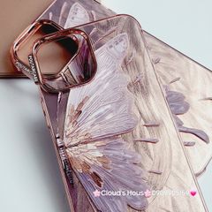 Case Ốp điện thoại iPhone Con Bướm Butterfly Hologram Nền Hồng iPhone 11/12/13/14/15/Pro/Promax