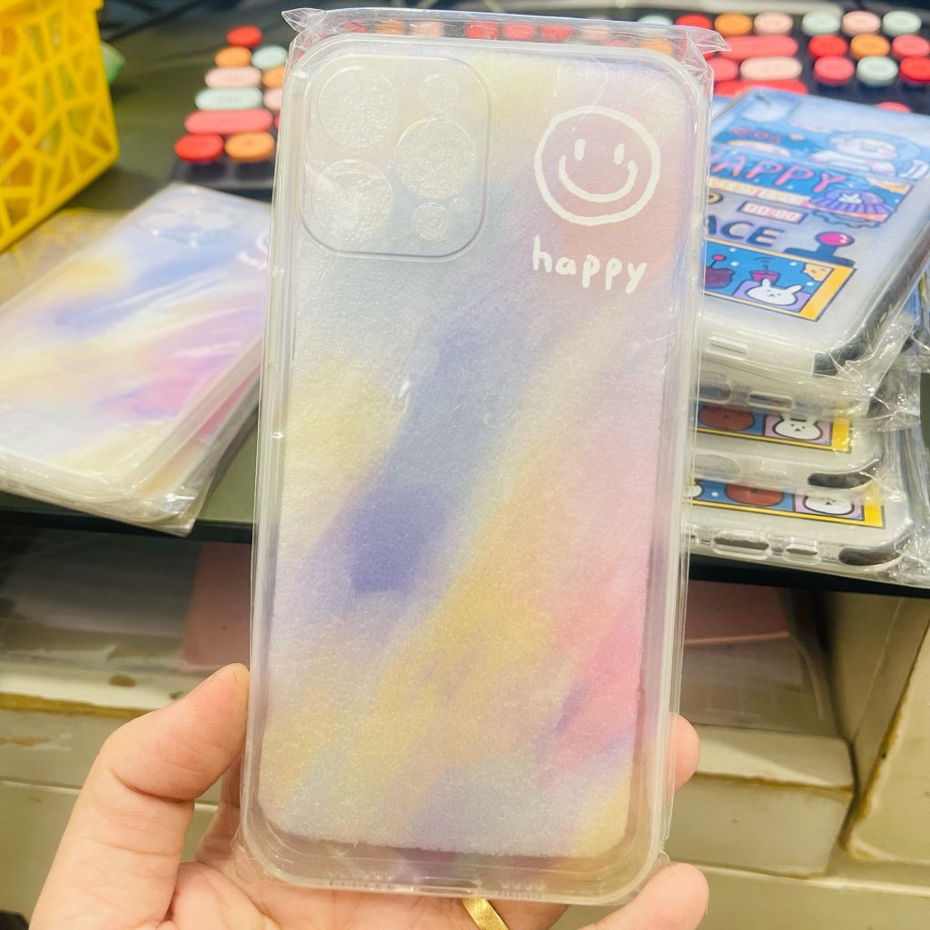 Case Ốp điện thoại iPhone Trong họa tiết ombre Happy - Smile