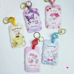 ĐỰNG THẺ ĐEO Gợn Sóng Kèm Móc Khóa dây giật ( HÀNG THÁI)