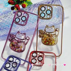 Case Ốp điện thoại iPhone Mèo Trong Hạt Bling Bling viền màu iPhone 11/12/13/14/15/Pro/Promax - TẾT