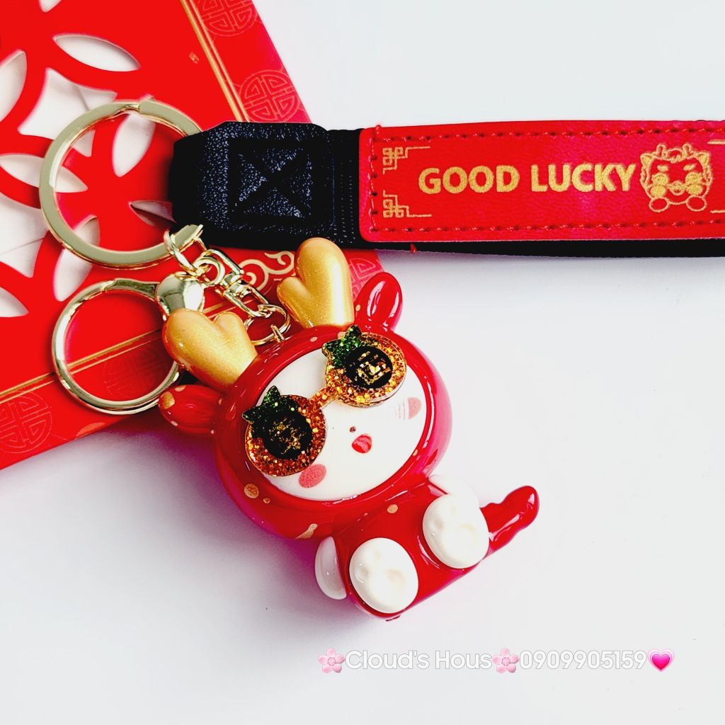 Móc Khóa Đeo Kính Cosplay Lân Rồng Đỏ Tết Good Lucky - TẾT
