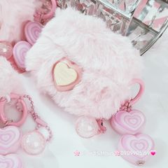 Cover Case Vỏ bảo vệ Airpod Lông Hồng trái Tim kèm móc khóa Airpod 1/2/3/Pro/Pro2