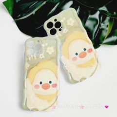 Case Ốp điện thoại iPhone Vịt Cute Đeo Yếm Hologram Viền Gợn Sóng iPhone 11/12/13/14/15/Pro/Promax